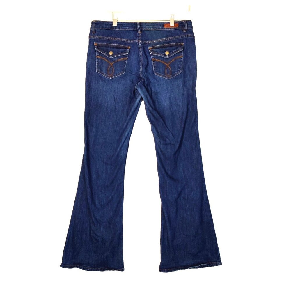 Calvin Klein Dark Wash 32/14 Stretch Flare Denim Jeans mid rise 32" inseam